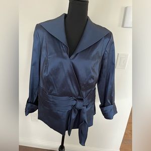 Women’s Dressy top in deep blue taffeta.